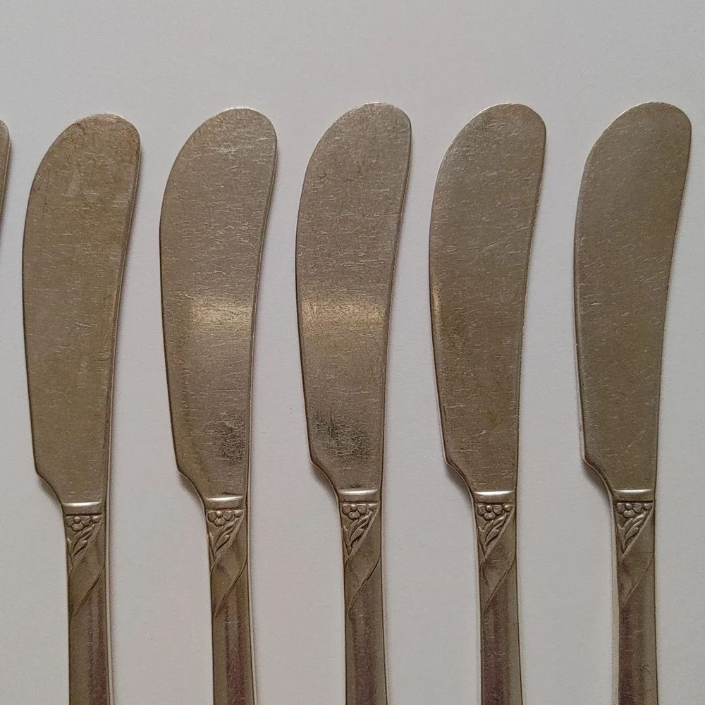 Oneida Evening Star Silver Plate Butter Knives Lot of 9